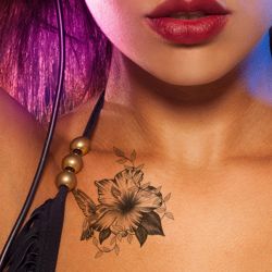 faux tatouage Colibri et fleurs