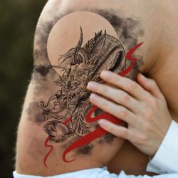 tatouage éphémère dragon d'asie