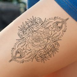 Tatouage éphémère Fleur et arabesques #1