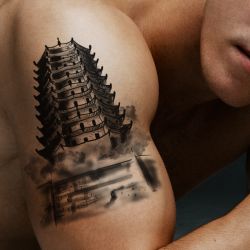 Tatouage éphémère temple