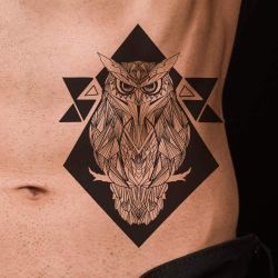 Tatouage temporaire hibou géométrique