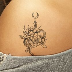 Tatouage temporaire Serpent et fleurs