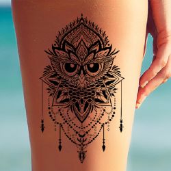 tatouage temporaire Hibou Lotus