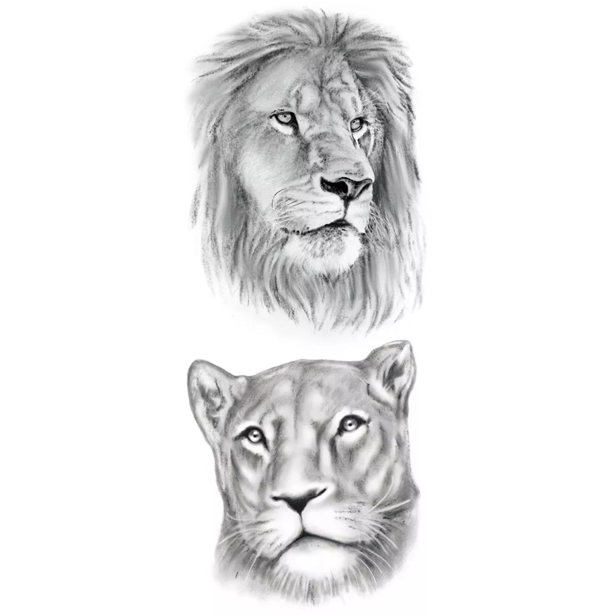 Tatouage éphémère temporaire Lion et Lionne | Tattoo Your Style