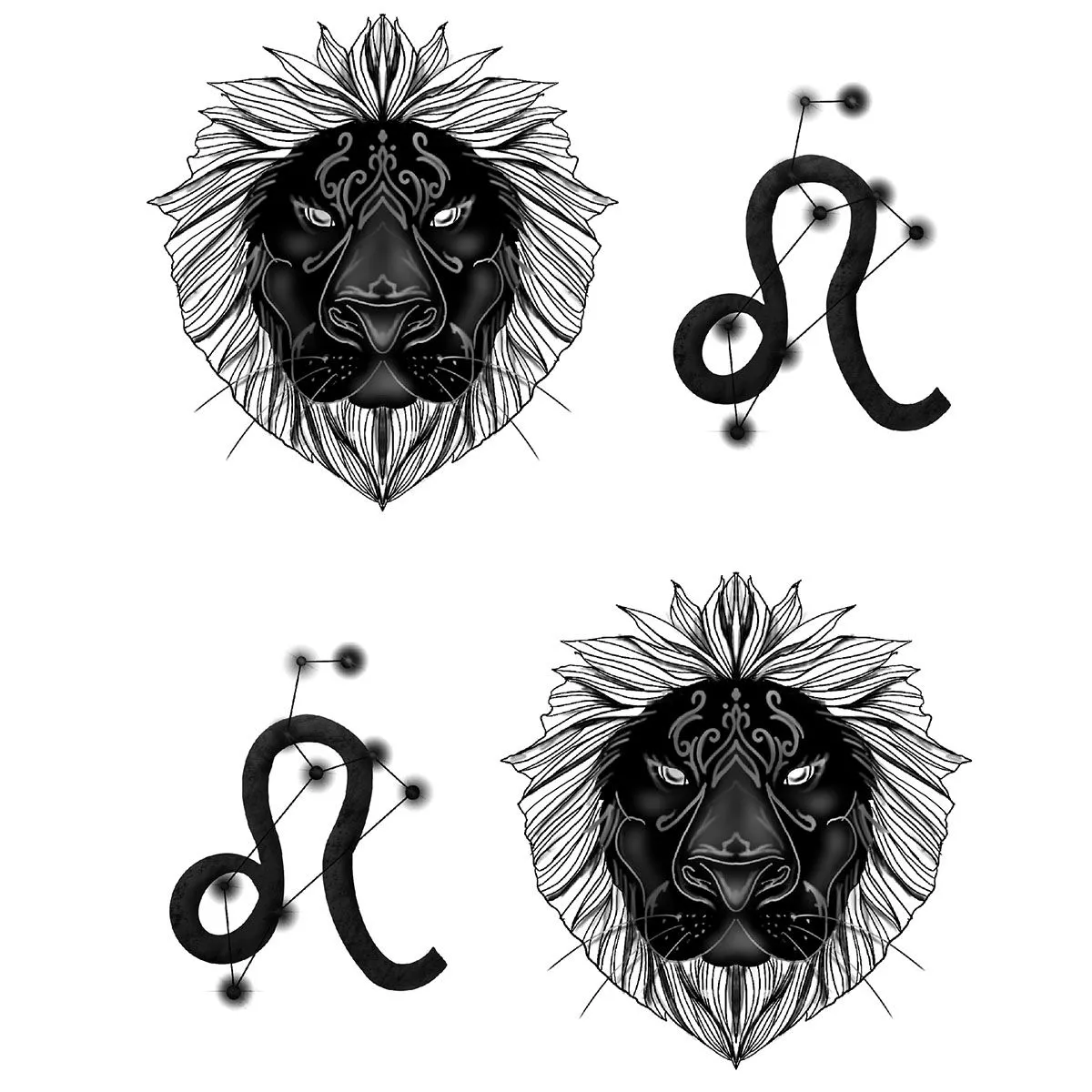 Tatouage éphémère temporaire Signe du zodiaque Lion | Tattoo Your Style